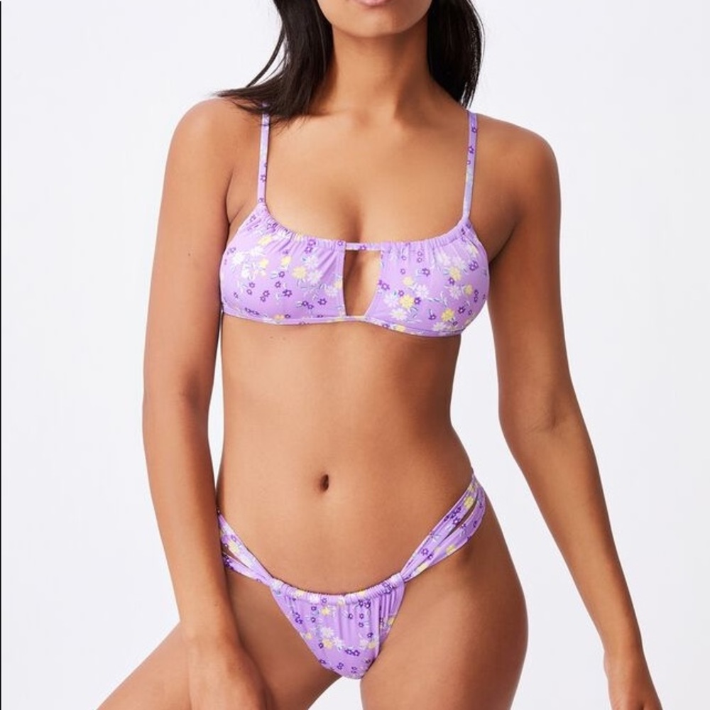 Cotton on Body Purple ditsy floral bikini set***